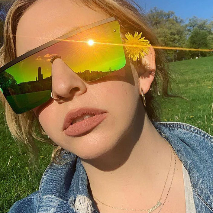 Large Unisex Sunglasses Oversized Big-Frame Flat-Top