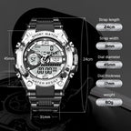 Dual Display Watch 50m Water Resistant With Stopwatch