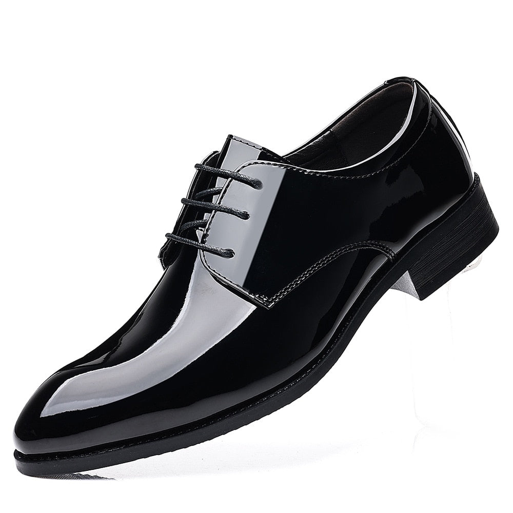 Italiano Black Patent Leather Oxford Dress Shoes Classic Shiny
