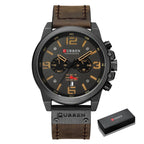 Luxury Quartz Sports Watch With Leather Strap