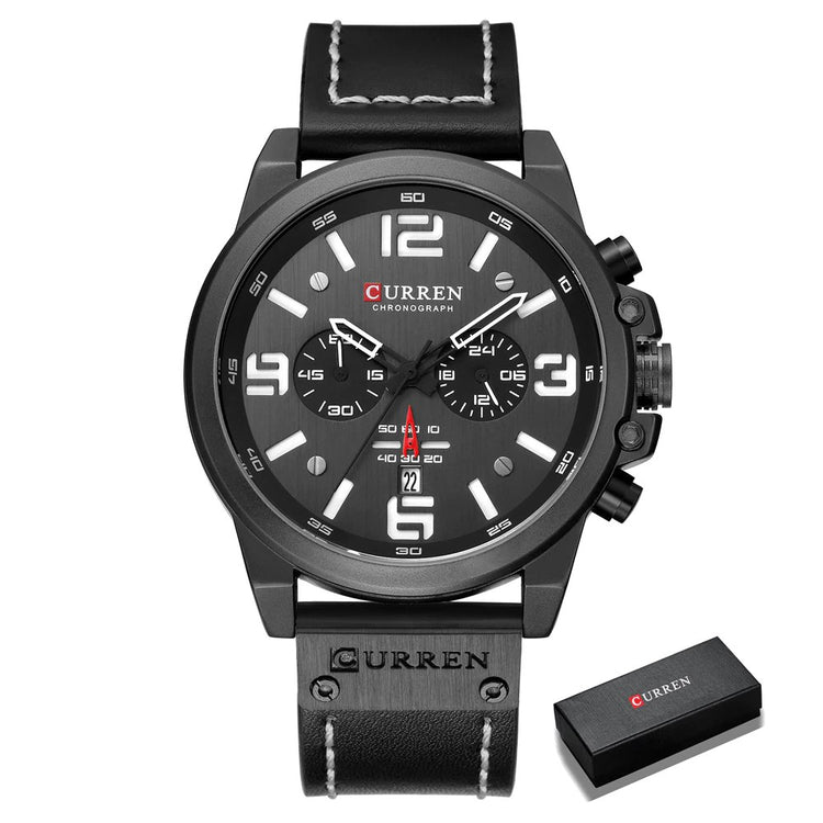 Luxury Quartz Military Sports Watch With Leather Strap Classic Timeless