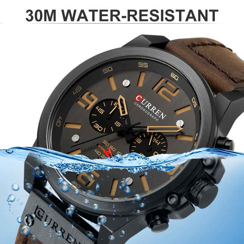 Luxury Quartz Military Sports Watch With Leather Strap Classic Timeless