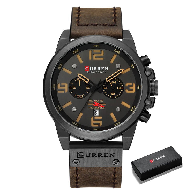 Luxury Quartz Military Sports Watch With Leather Strap Classic Timeless