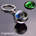 Zodiac Keychain Luminous Glass Star Sign Horoscope Charm