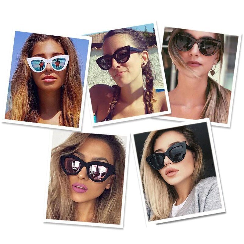 Cat Eye Oversized Sunglasses Women's Large Fashion Frame Hollywood Retro