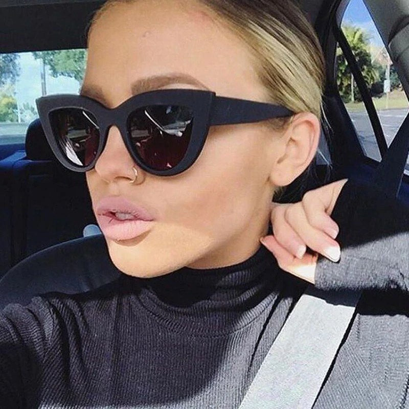 Cat Eye Oversized Sunglasses Women's Large Fashion Frame Hollywood Retro
