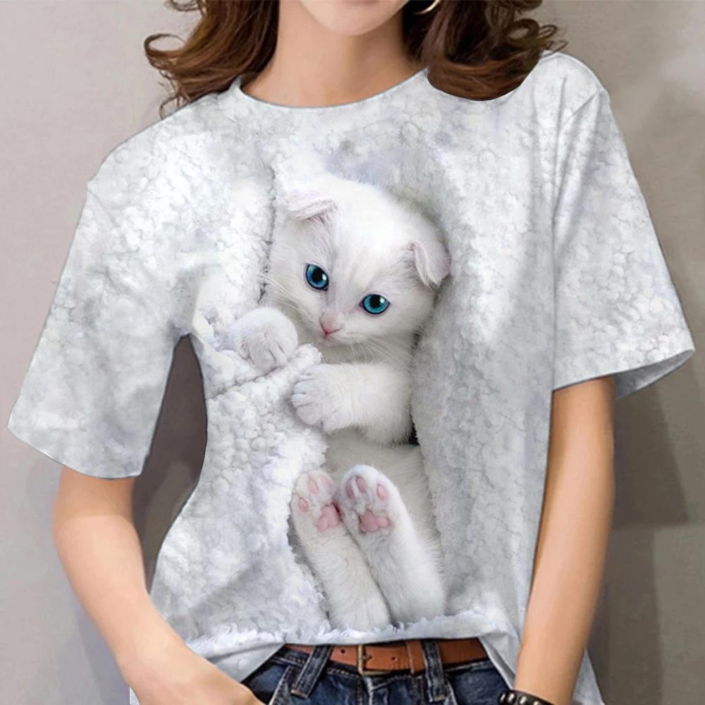 Cat T-Shirt - Kittens Printed Tee Plus Sizes