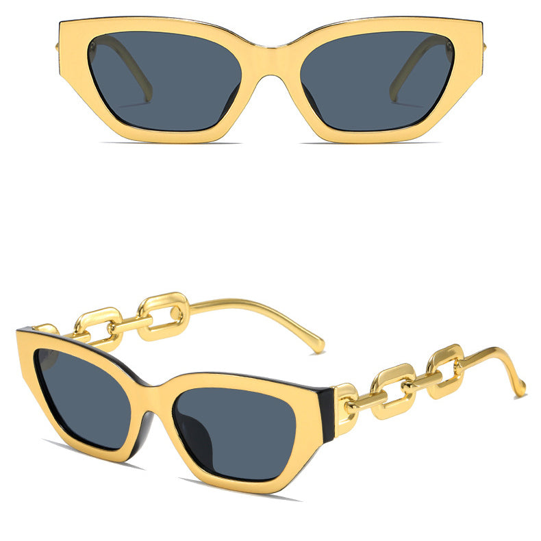 Cat Eye Chain Link Vintage Fashion Sunglasses Women's