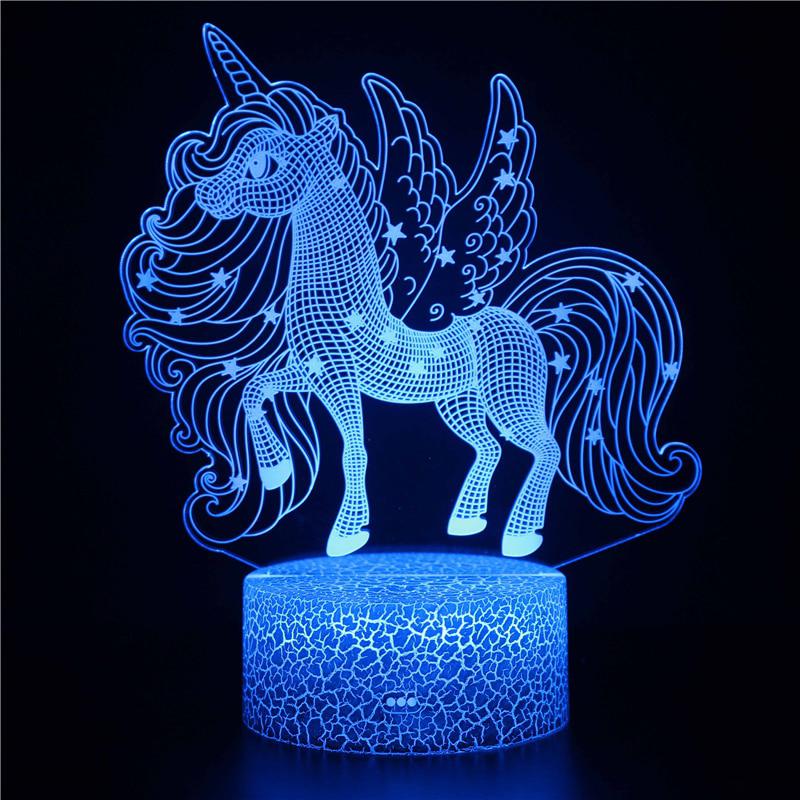 Pink Unicorn Children's Night Light Bedroom Lamp 16 Colours with Remote