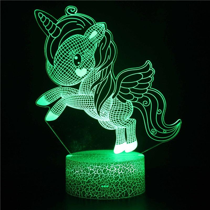 Pink Unicorn Children's Night Light Bedroom Lamp 16 Colours with Remote