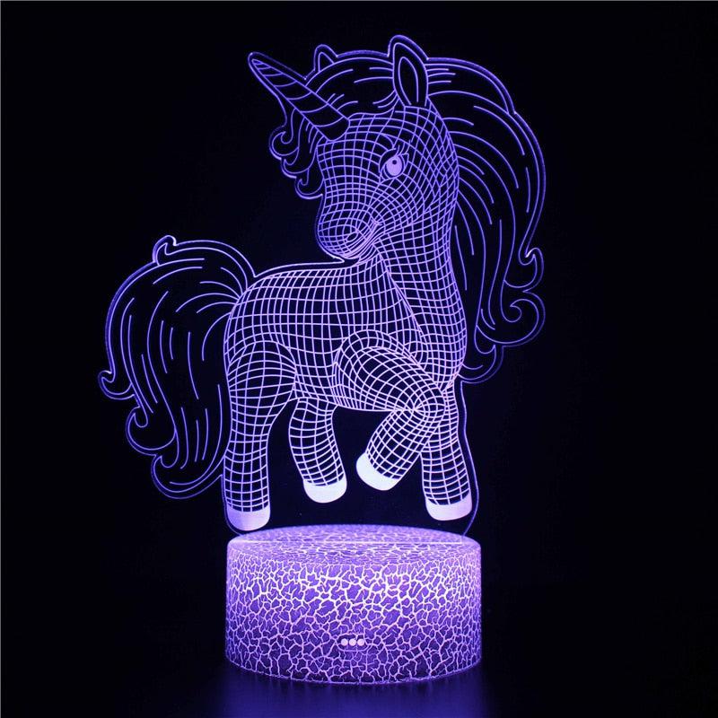 Pink Unicorn Children's Night Light Bedroom Lamp 16 Colours with Remote