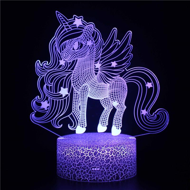 Pink Unicorn Children's Night Light Bedroom Lamp 16 Colours with Remote