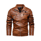 Classic Leather Jacket Stylish Motorbike Biker Vintage Men's Plus Sizes