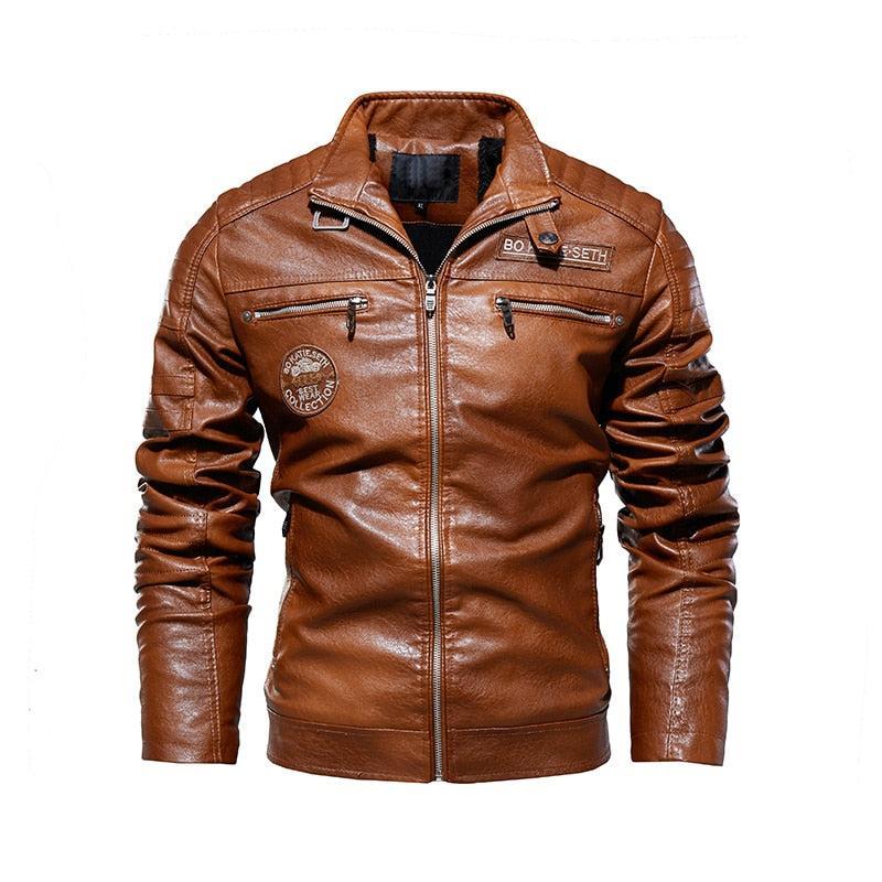 Classic Leather Jacket Stylish Motorbike Biker Vintage Men's Plus Sizes