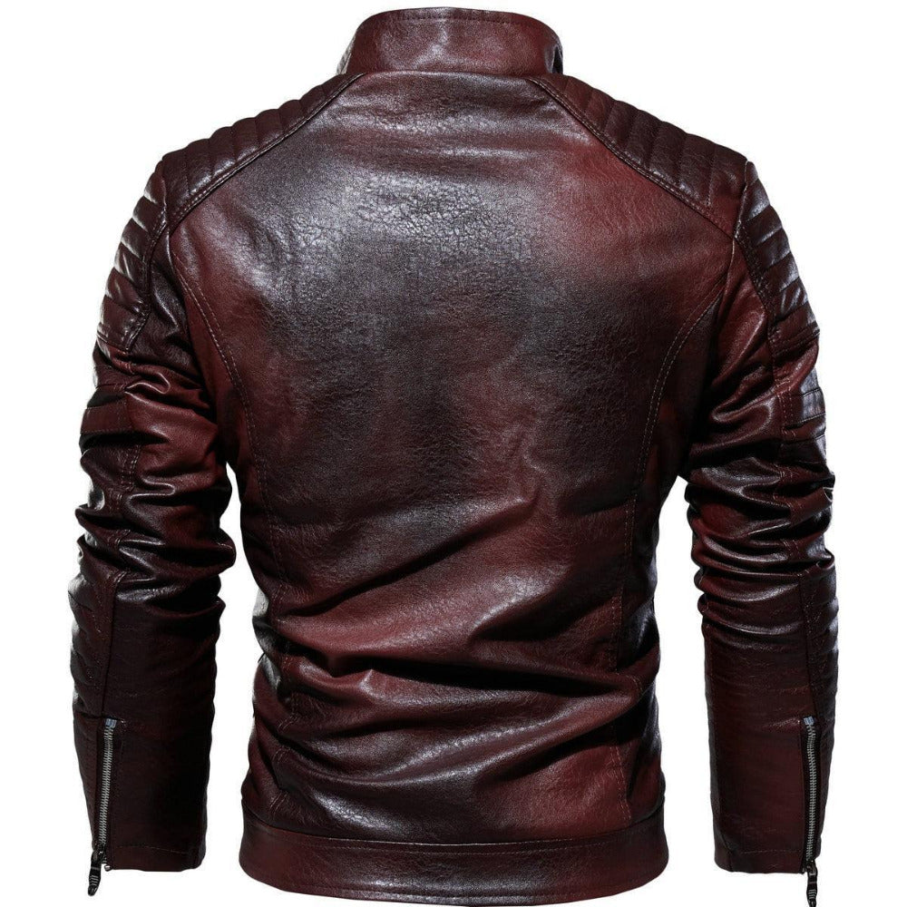 Classic Leather Jacket Stylish Motorbike Biker Vintage Men's Plus Sizes
