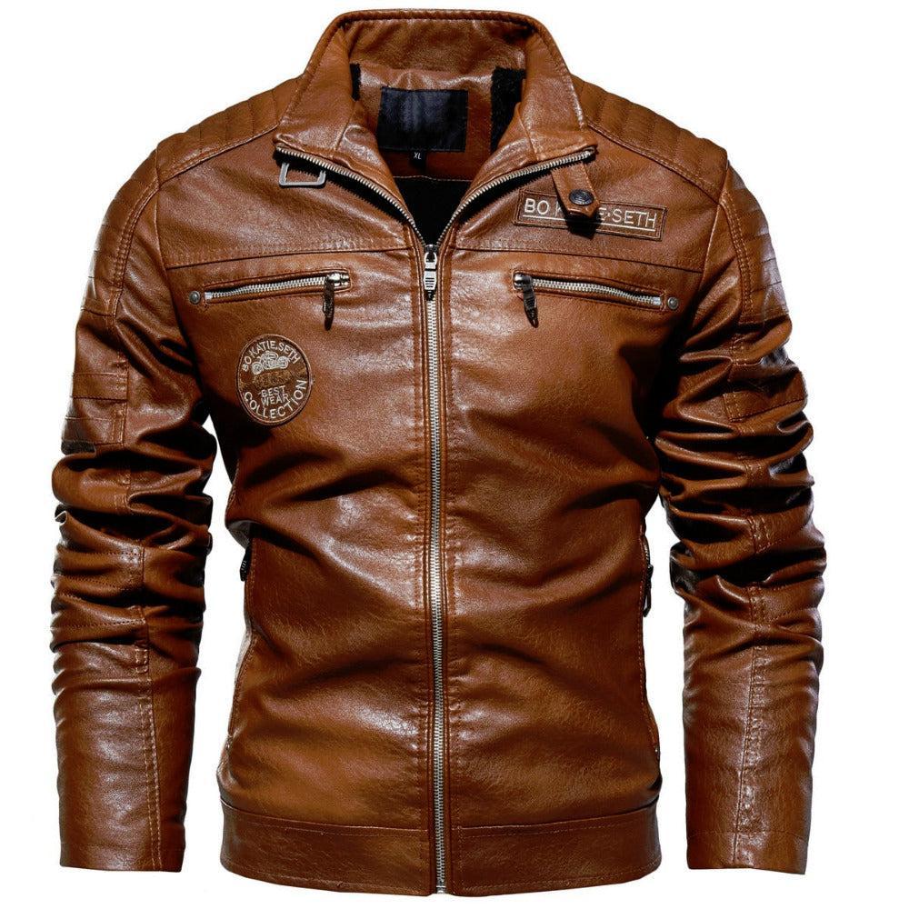 Classic Leather Jacket Stylish Motorbike Biker Vintage Men's Plus Sizes