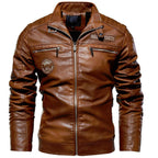 Classic Leather Jacket Stylish Motorbike Biker Vintage Men's Plus Sizes