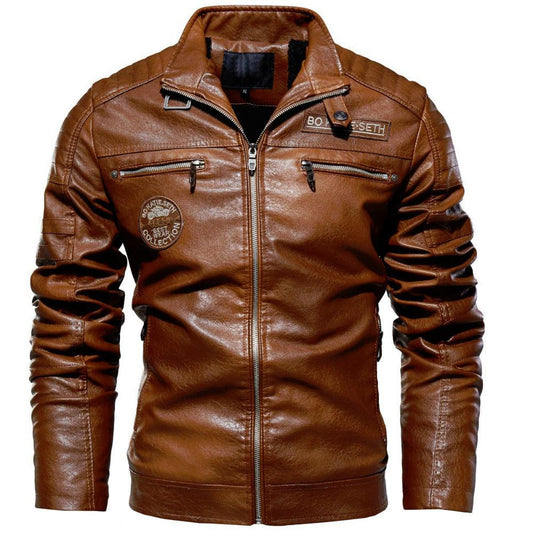 Classic Leather Jacket Stylish Motorbike Biker Vintage Men's Plus Sizes-Keep Melbourne Marvellous Official Store