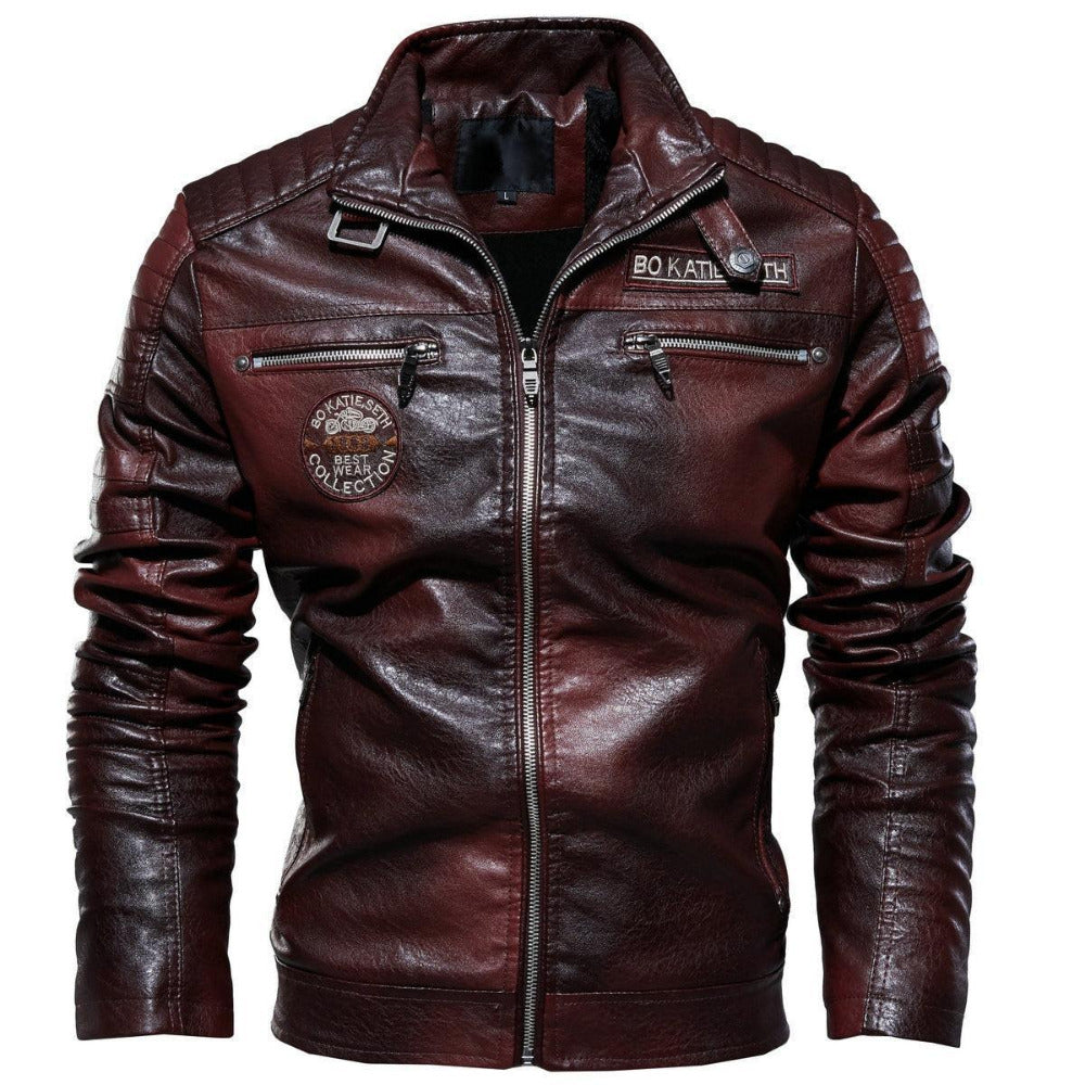 Classic Leather Jacket Stylish Motorbike Biker Vintage Men's Plus Sizes