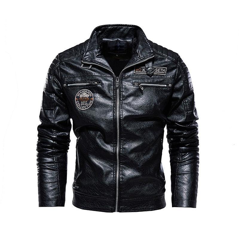 Classic Leather Jacket Stylish Motorbike Biker Vintage Men's Plus Sizes