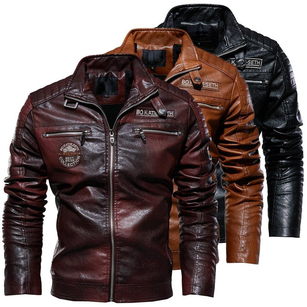 Classic Leather Jacket Stylish Motorbike Biker Vintage Men's Plus Sizes