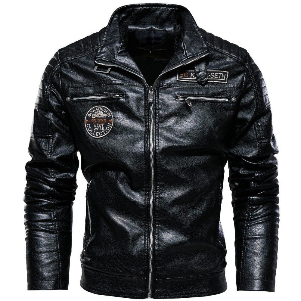 Classic Leather Jacket Stylish Motorbike Biker Vintage Men's Plus Sizes