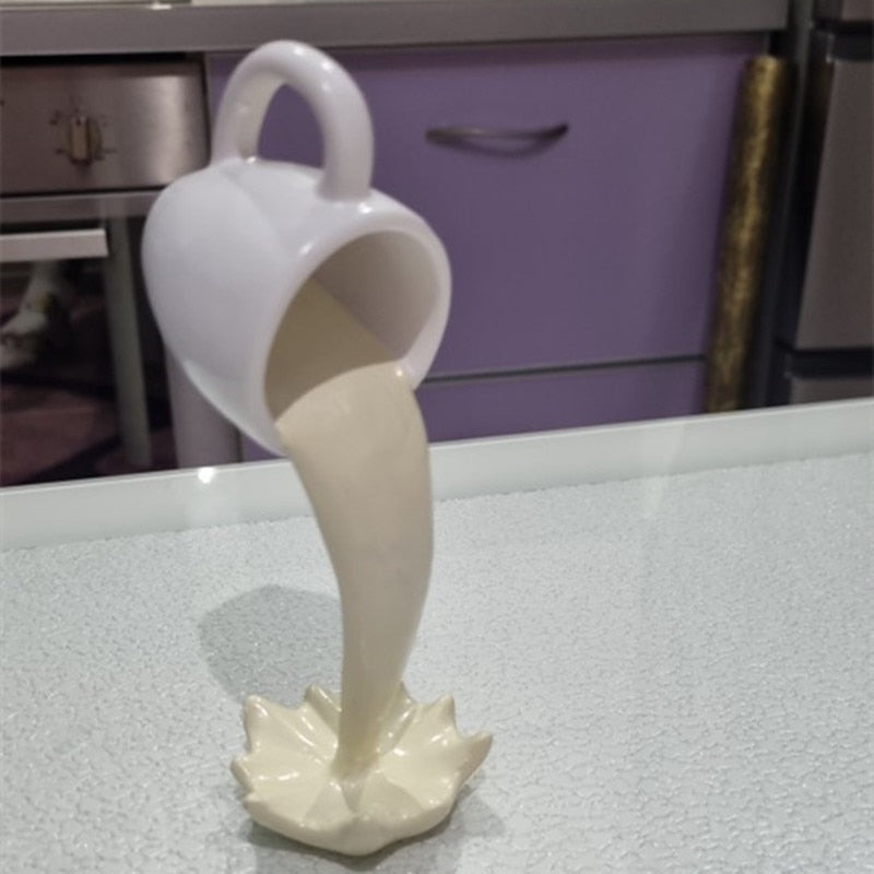 Coffee Cup 3D Floating Spilling Frozen In The Air Cafe Decor Gift