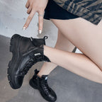 Boots Genuine Leather Fashion Ankle Chunky Thick-Sole