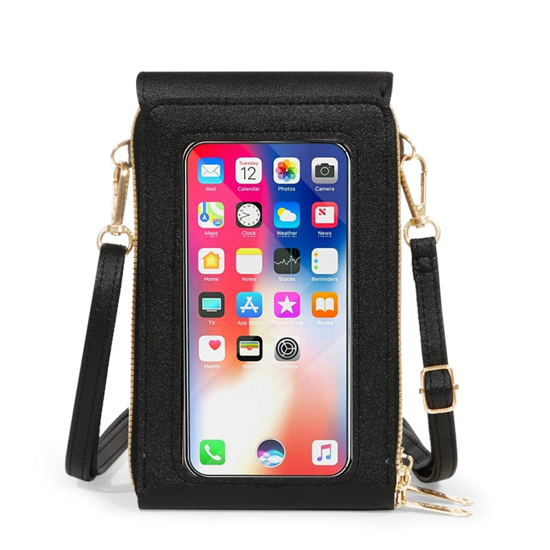 Crossbody Phone Bag Purse With Clear Touchscreen