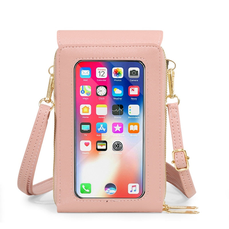 Crossbody Phone Bag Purse With Clear Touchscreen