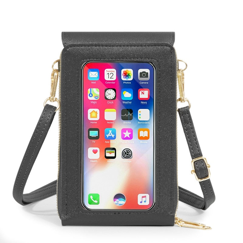 Crossbody Phone Bag Purse With Clear Touchscreen