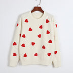 Love Heart Sweater Relaxed Fit Pullover Jumper Women's