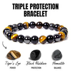 Energy Bracelet Tiger's Eye, Black Obsidian, Hematite