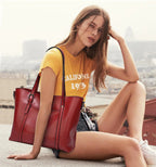 Leather Tote Busy Mum Bucket Bag Handbag Large-Capacity