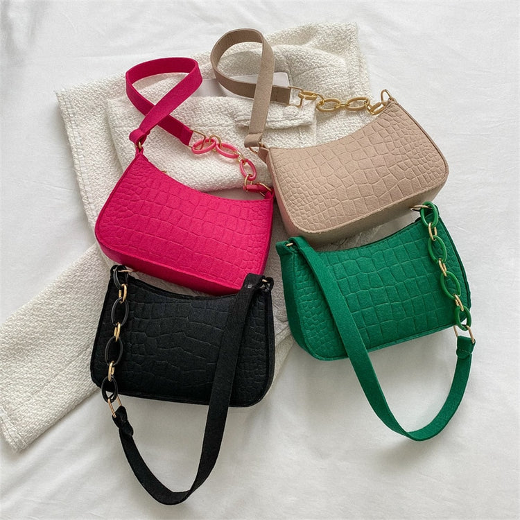 Felt Shoulder Handbag Women's Crescent Saddle Bag-Keep Melbourne Marvellous Official Store