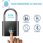 Fingerprint Padlock Biometric Home No Keys Lock USB Rechargeable