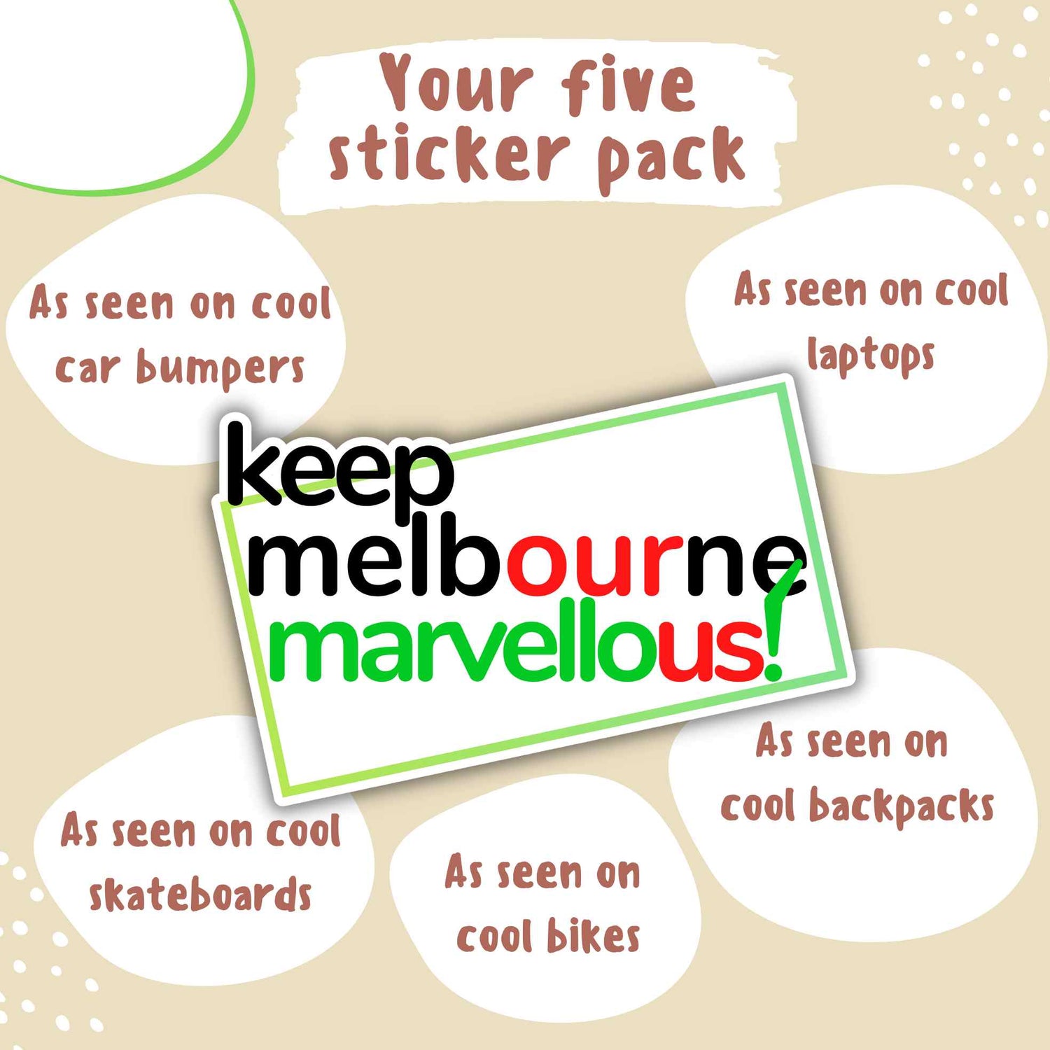 Keep Melbourne Marvellous! Laptop Stickers - Garden State White Background, 10cm x 7cm