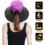 Foldable Safari Sun Slouch Hat With Ponytail Opening Summer Visor Hiking Gardening Protection
