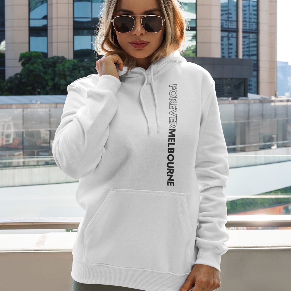 "Forever Melbourne" - Classic Unisex Pockets Hoodie With Vertical Slogan