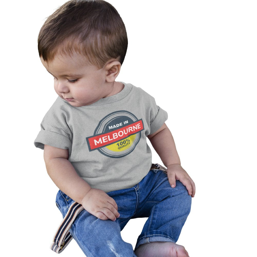Funny Baby Toddler T-shirt Born "Made in Melbourne"