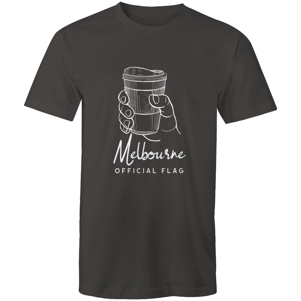 Funny "Melbourne Official Flag" Takeaway Coffee Men's T-Shirt Top Cafe Barista-Keep Melbourne Marvellous Official Store