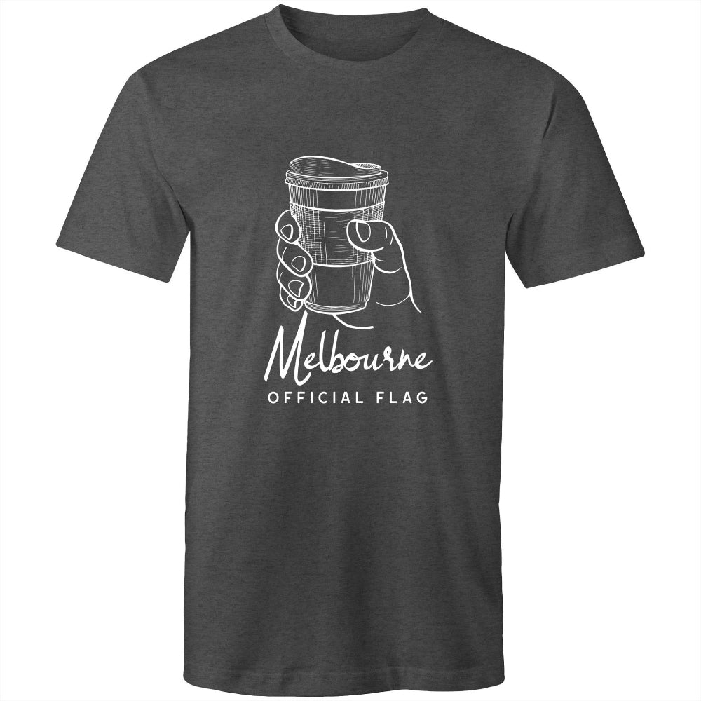 Funny "Melbourne Official Flag" Takeaway Coffee Men's T-Shirt Top Cafe Barista-Keep Melbourne Marvellous Official Store