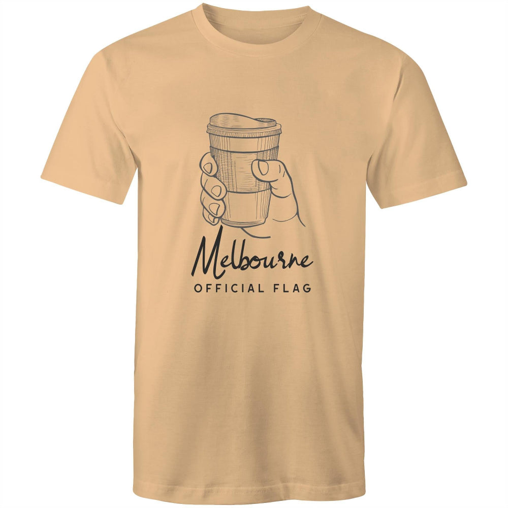 Funny "Melbourne Official Flag" Takeaway Coffee Men's T-Shirt Top Cafe Barista-Keep Melbourne Marvellous Official Store