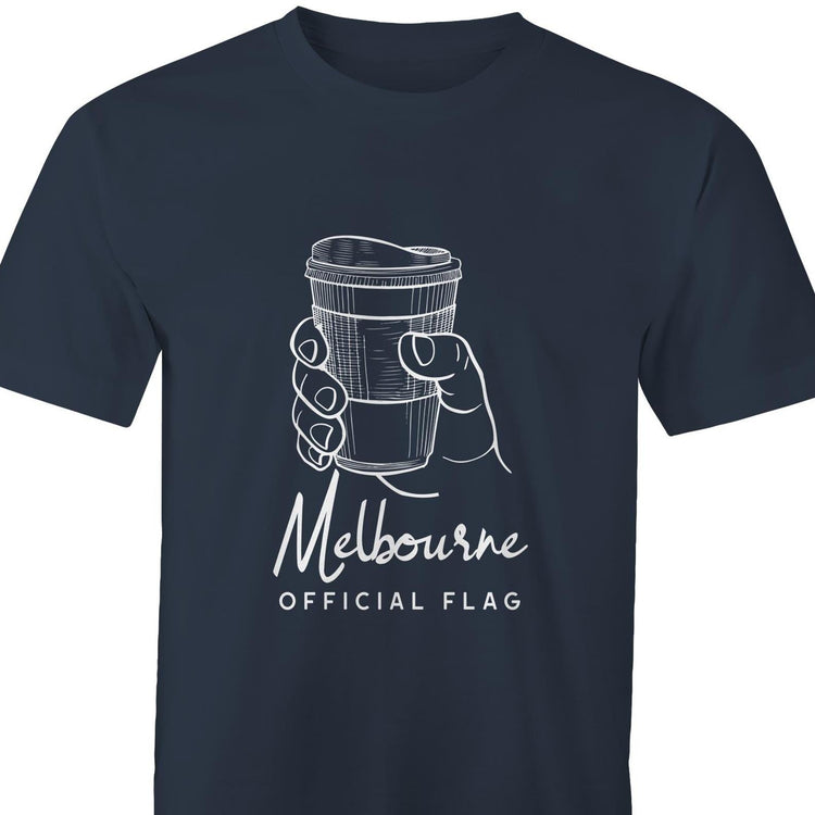 Funny "Melbourne Official Flag" Takeaway Coffee Men's T-Shirt Top Cafe Barista-Keep Melbourne Marvellous Official Store