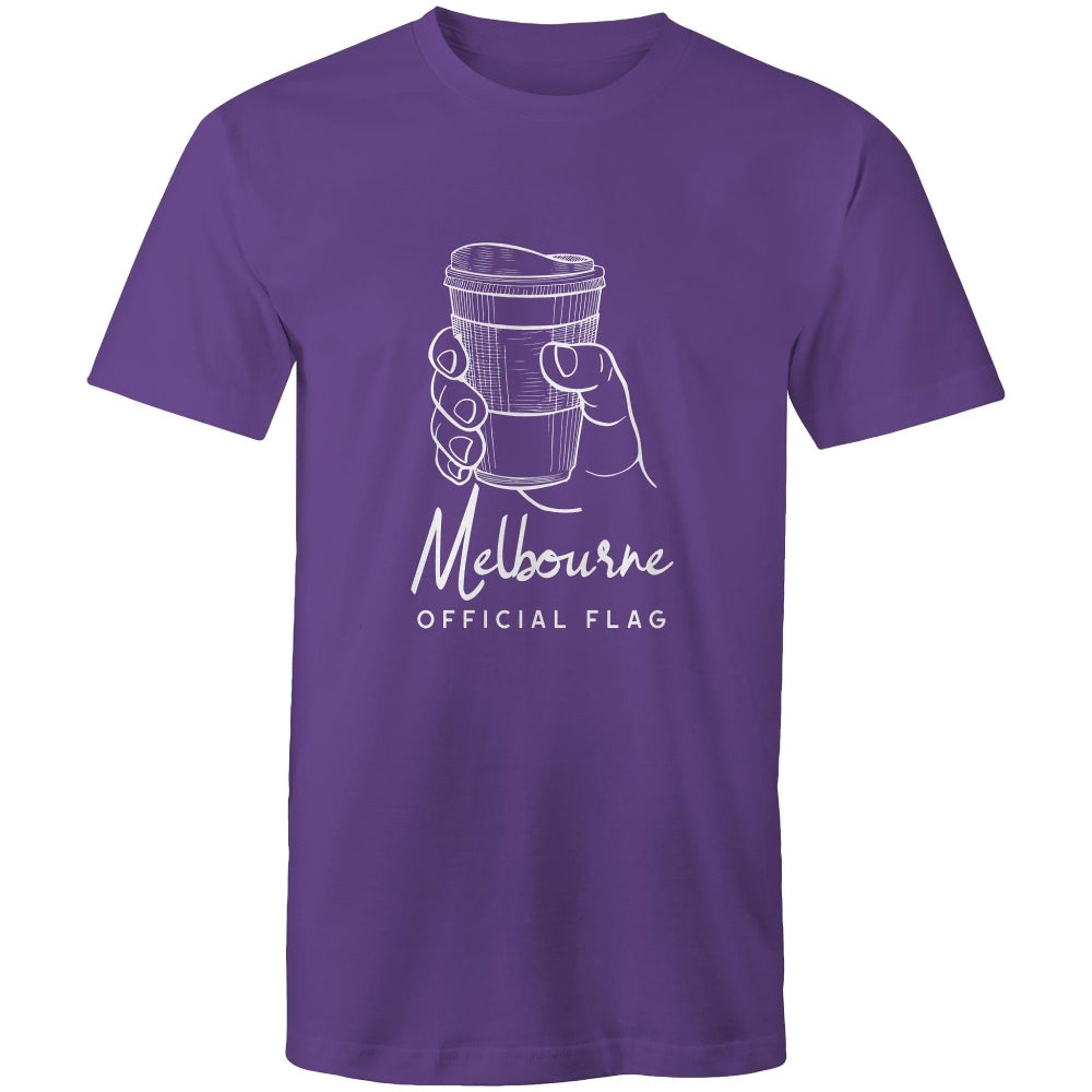 Funny "Melbourne Official Flag" Takeaway Coffee Men's T-Shirt Top Cafe Barista-Keep Melbourne Marvellous Official Store