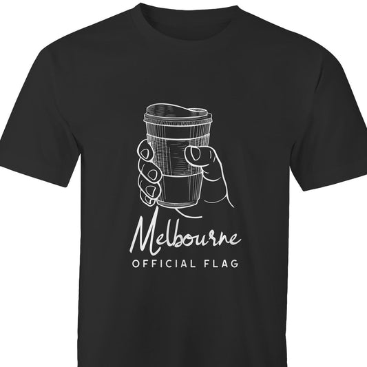 Funny "Melbourne Official Flag" Takeaway Coffee Men's T-Shirt Top Cafe Barista-Keep Melbourne Marvellous Official Store