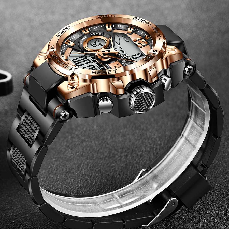 Dual Display Watch 50m Water Resistant With Stopwatch