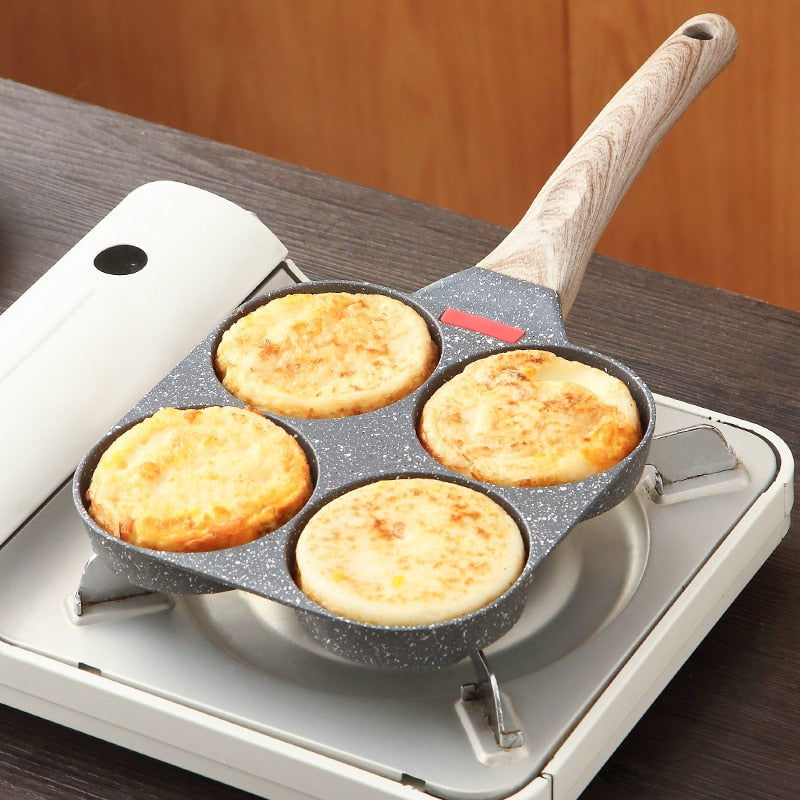 Quad Frying Pan Four-Hole Eggs and Pancakes Kitchen Cooking Skillet