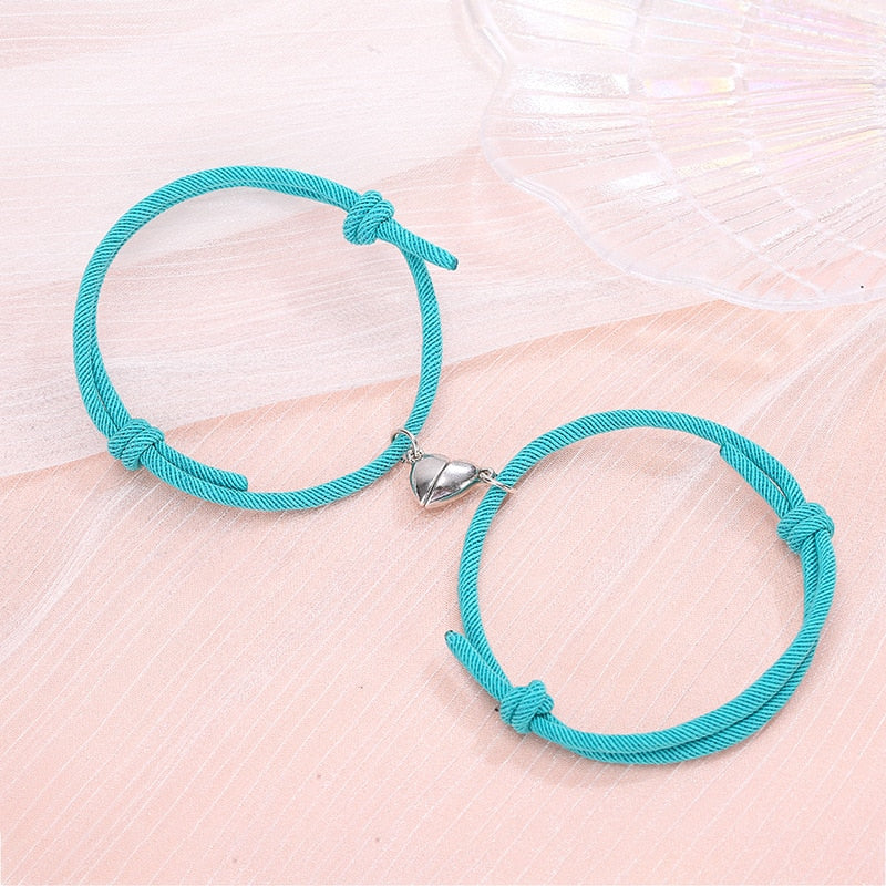 2pcs Bracelet Love Locket Couples Magnetic Heart Lovers Friendship Jewelry