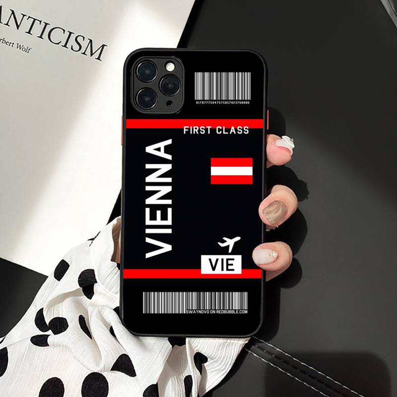 Intrnational City iPhone Case Travel Boarding Pass Airplane - Los Angeles Madrid New York Tokyo Zurich Chicago